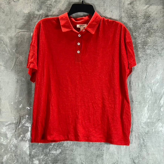 STYLE & CO Women's Petite Loving Red Short-Sleeve Polo Top SZ P/L