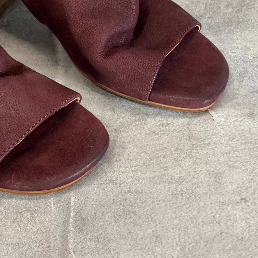 VINTAGE FOUNDRY CO. Women's Burgundy Sabrina Peep-Toe Block-Heel Ankle Boots SZ6