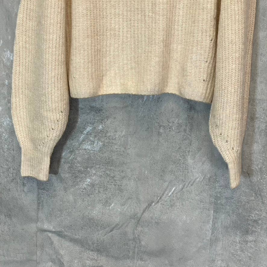 TOPSHOP Women's Nude Crewneck Knit Long Sleeve Pullover Crop Sweater SZ 4-6
