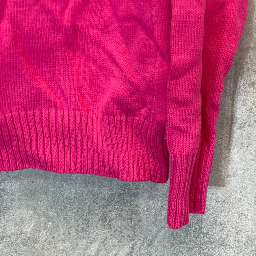 KAREN SCOTT Women's Magenta Solid Ribbed Turtleneck Pullover Sweater SZ S