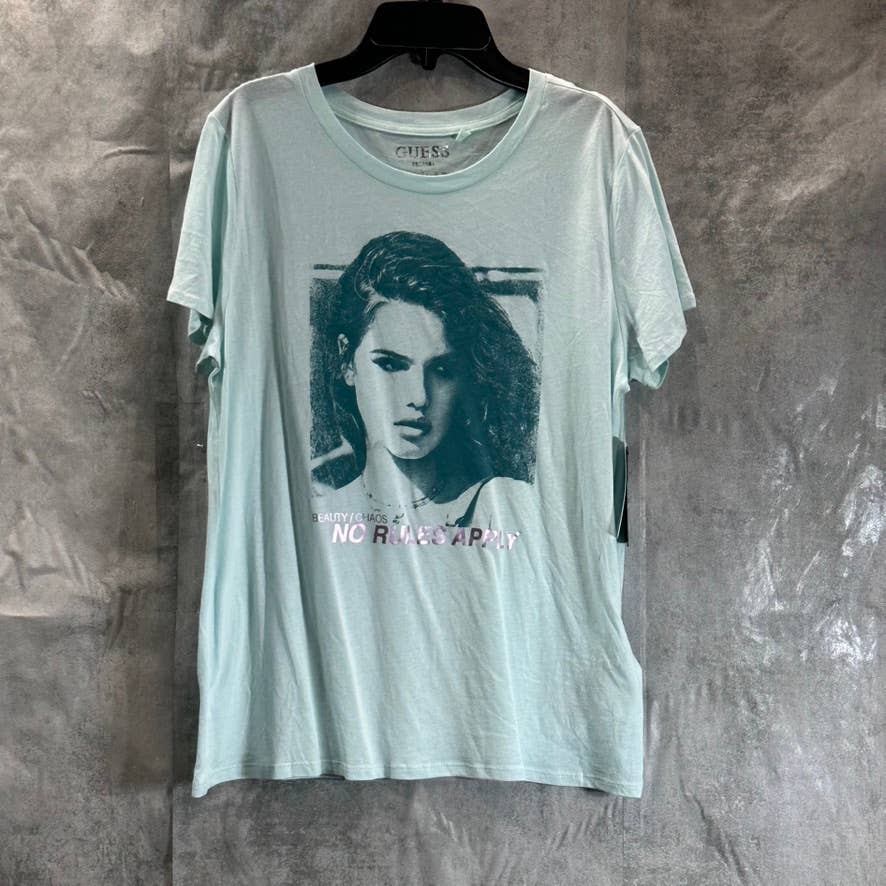 GUESS Women's Aloe Palm No Rules Girl Short-Sleeve Crewneck Easy Tee SZ M