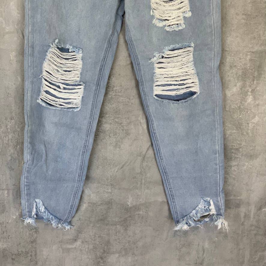 MISSGUIDED Light Wash Tall Frayed Hem Distressed Detail Denim Jeans SZ 10L