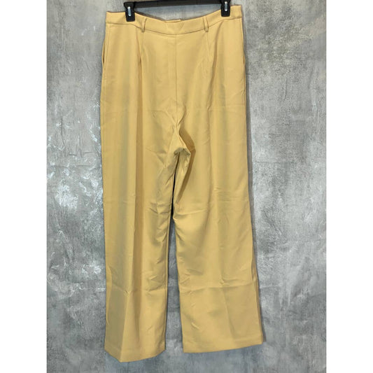 AND NOW THIS Women's Camel Brown Pleated Wide Leg Pants SZ XL