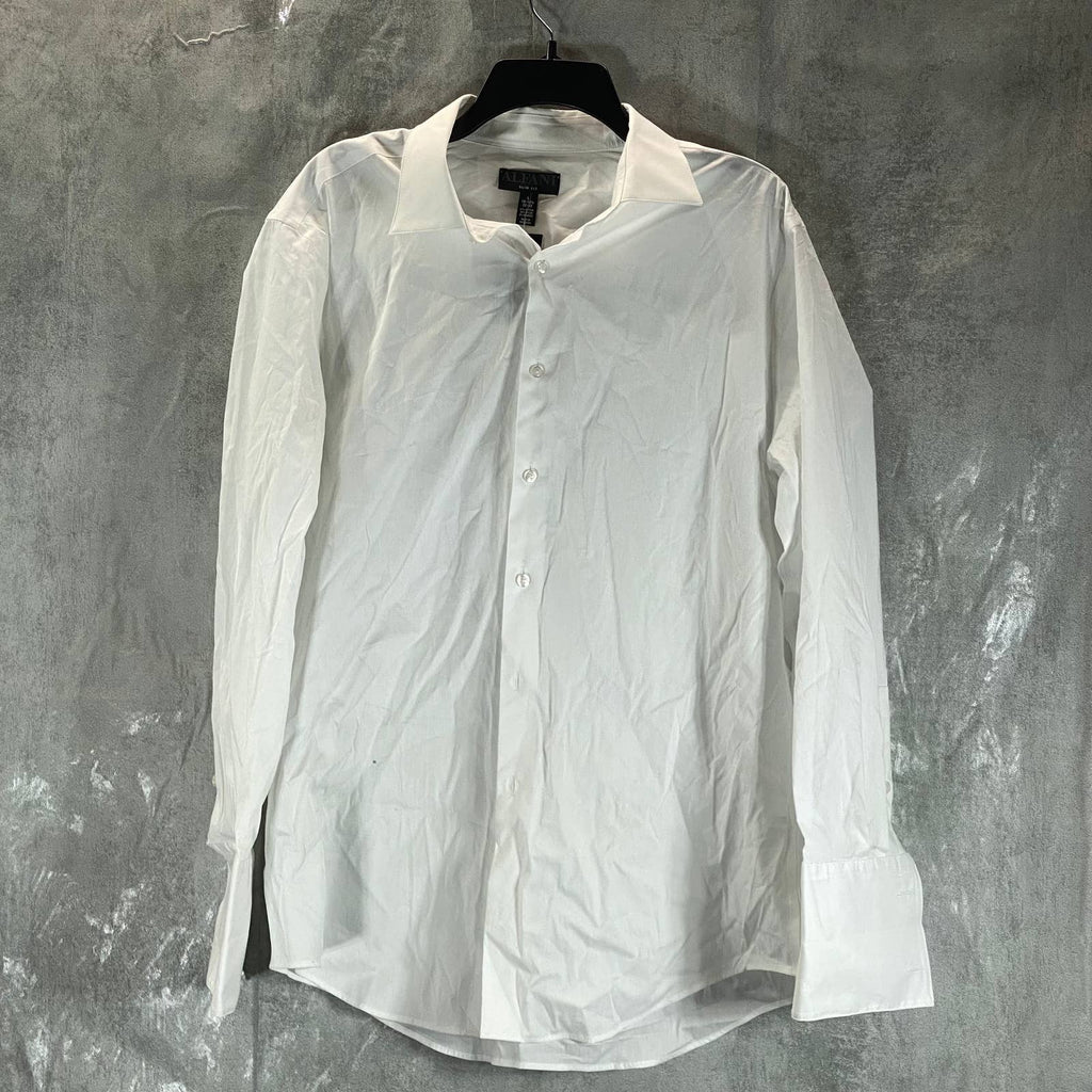 ALFANI Men's White Slim-Fit 2-Way Stretch Button-Up Long-Sleeve Dress Shirt SZ L