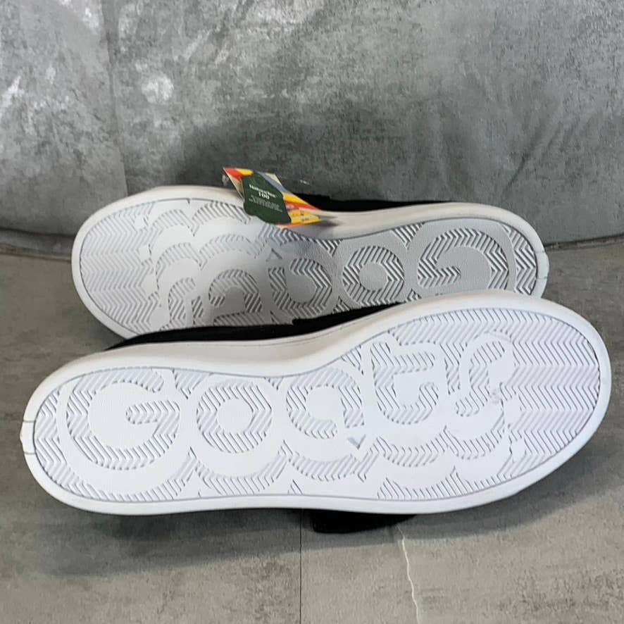 GOATS Men's Black Canvas The 573 Wide-Strap Round-Toe Slip-on Sneakers SZ 11