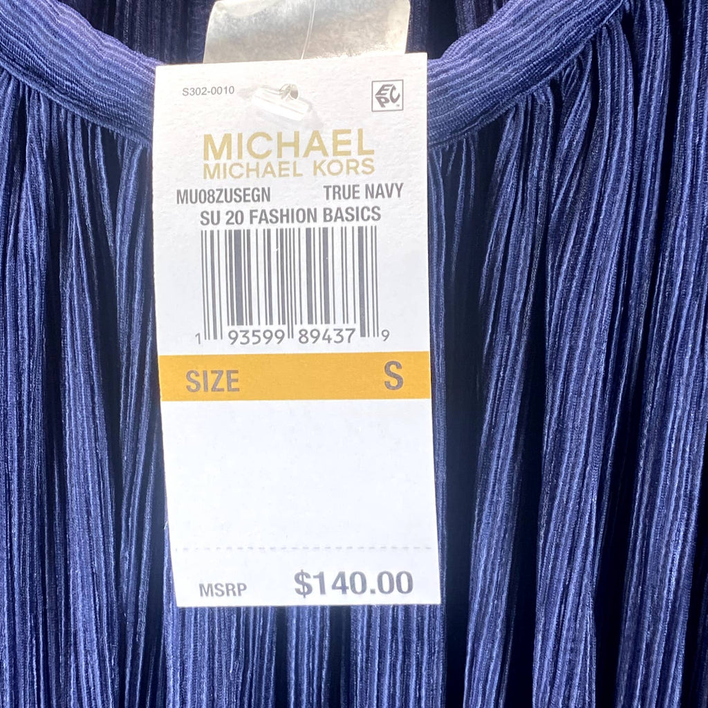 MICHAEL MICHAEL KORS Women's True Navy Crewneck Rope Belt Mini A-Line Dress SZ S