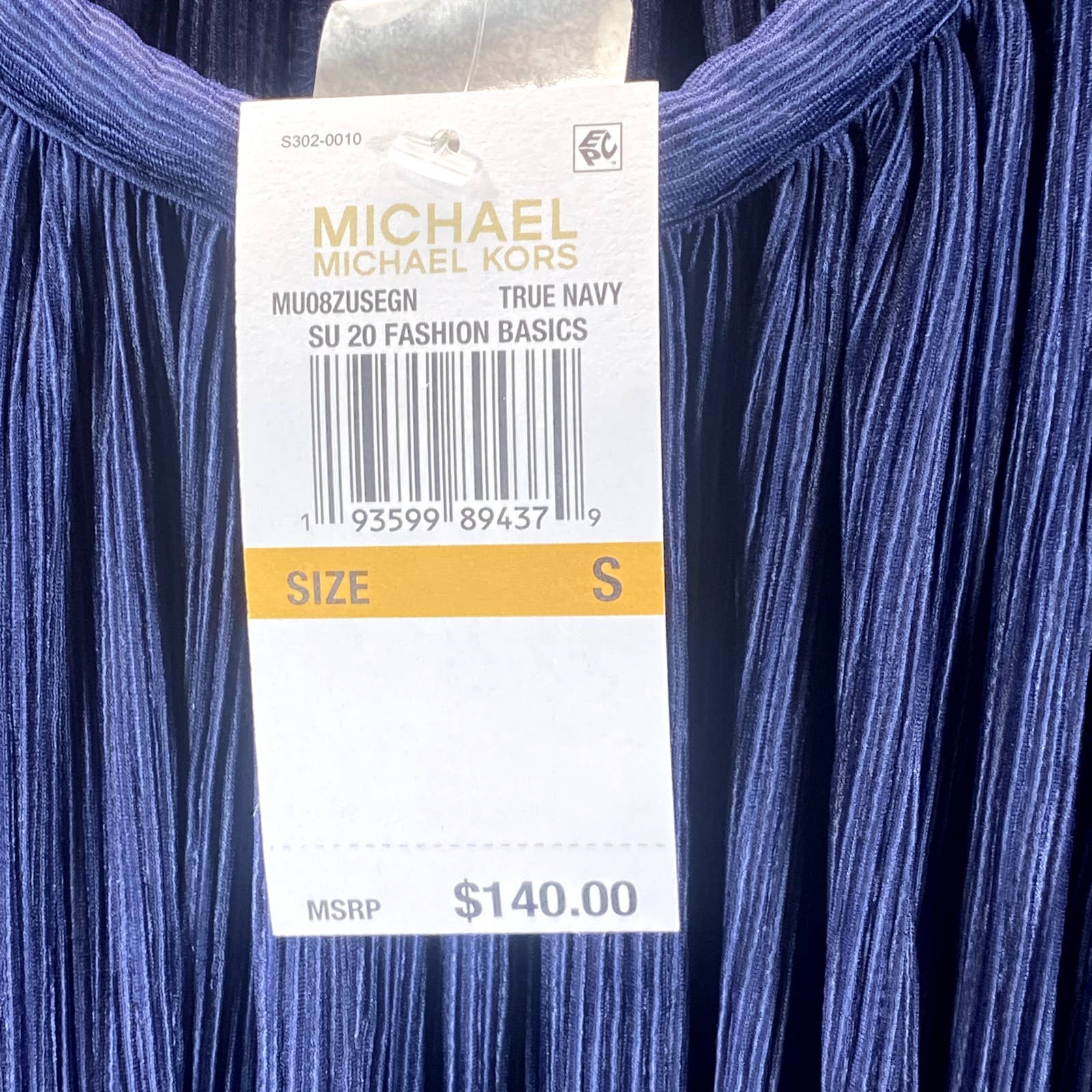 MICHAEL MICHAEL KORS Women's True Navy Crewneck Rope Belt Mini A-Line Dress SZ S