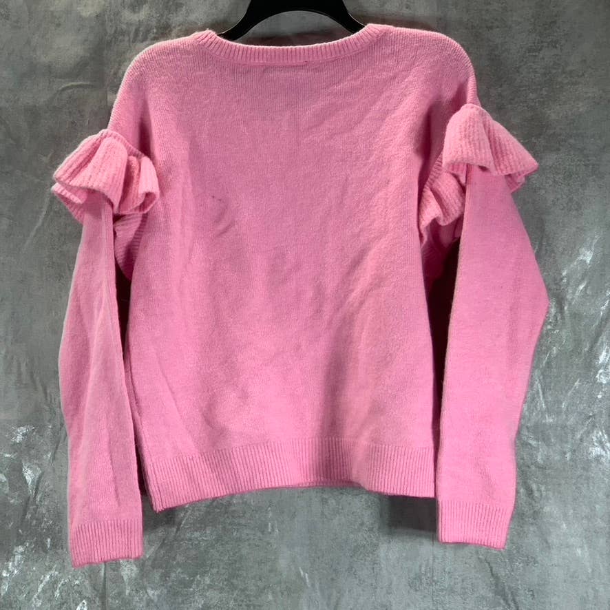 INC INTERNATIONAL Women's Pink Ruffle Shoulder Pullover Crewneck Sweater SZ L