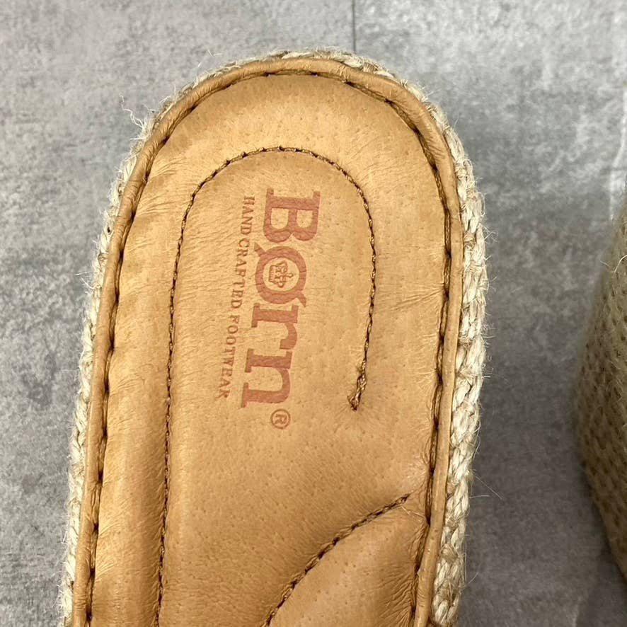 BORN Women's Tan Leather Lilah Round-Toe Slip-On Wedge Platform Sandals SZ 9