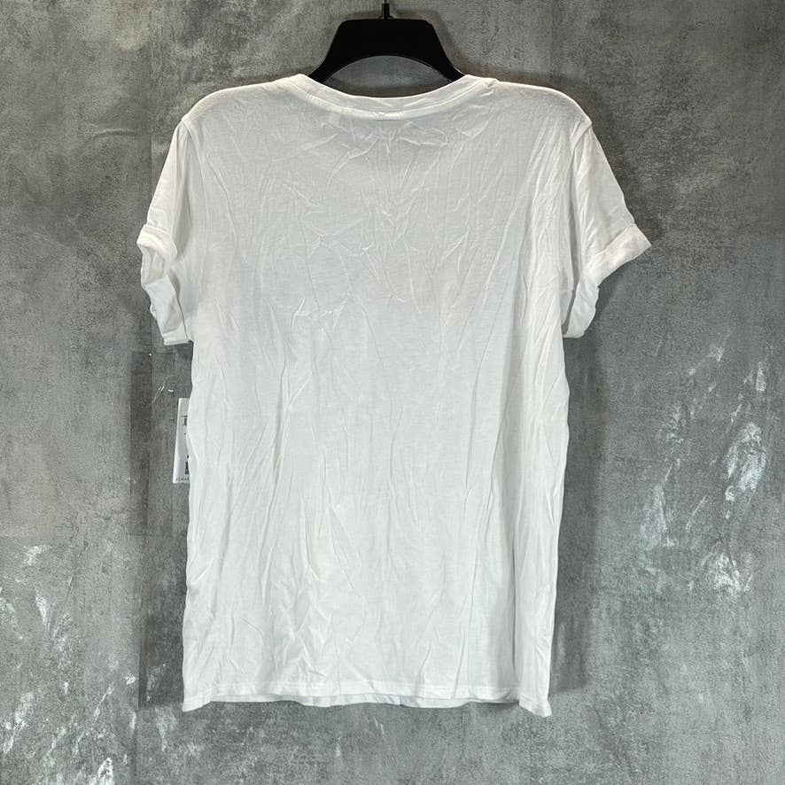 GUESS Women's Pure White Crewneck Logo Short Sleeve T-Shirt SZ M