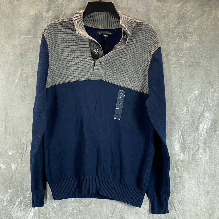INC INTERNATIONAL CONCEPTS Men's Dark Navy Colorblock Mock-Neck Sweater SZ L