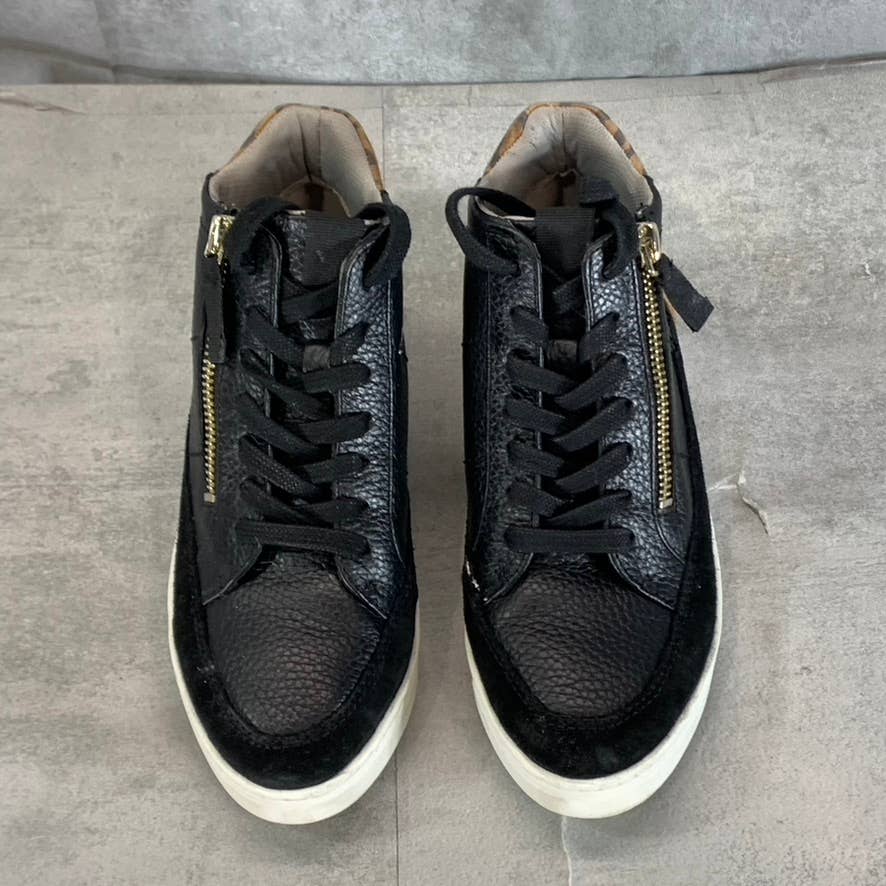 NATURALIZER Women's Black Leather Hadley High-Top Lace-Up Sneakers SZ 4