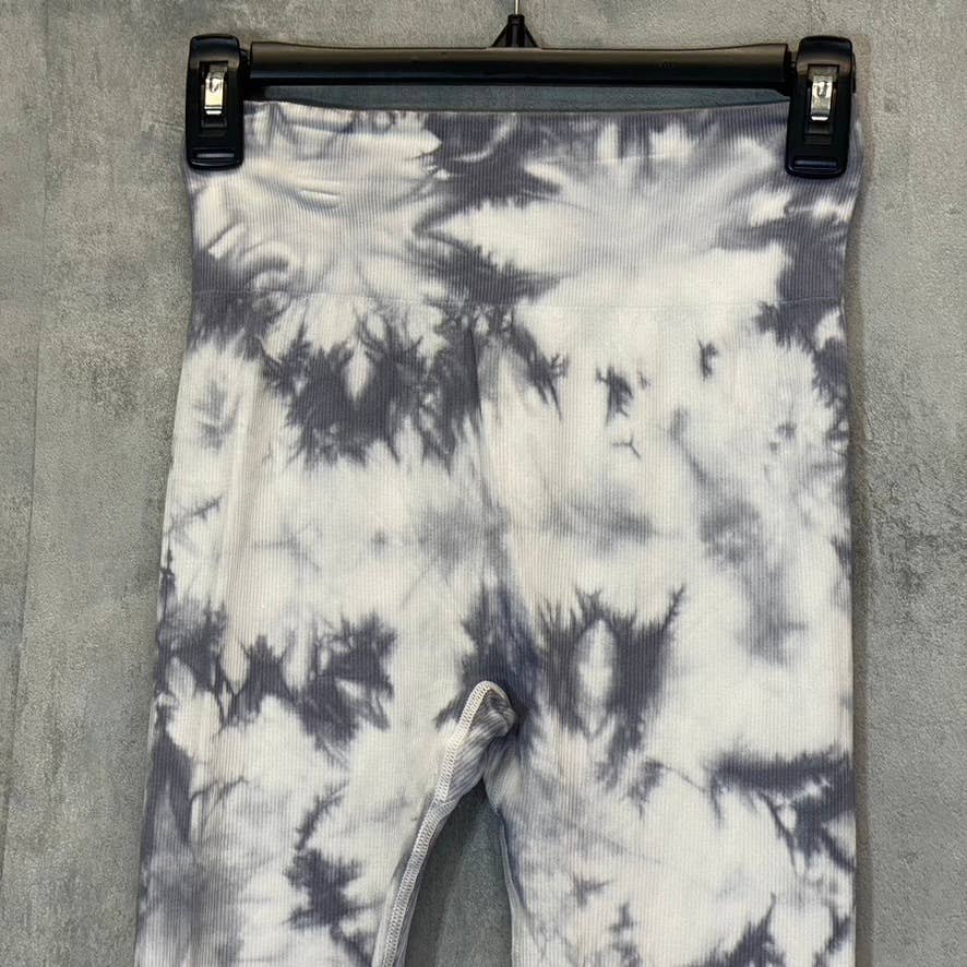 LOVE TREE Women's Gray-White Marble High-Waist Ribbed Seamless Pull-On Leggings SZ S