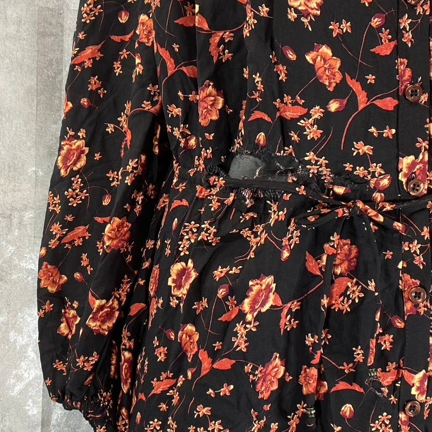 FREE PEOPLE Women's Dark Combo Flower Fields Long-Sleeve Mini Dress SZ XS