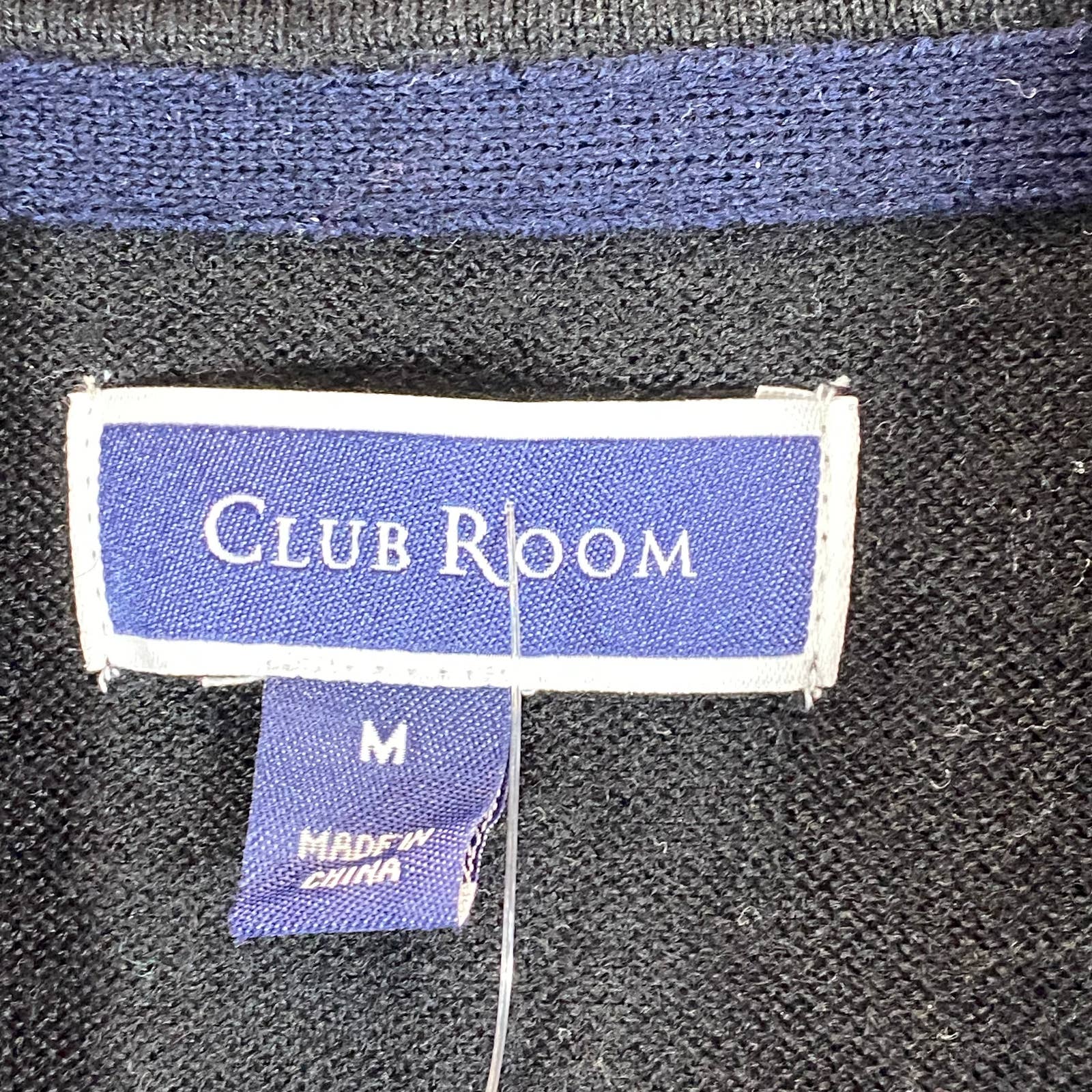 CLUB ROOM Men's Deep Black Merino Wool Blend 3-Button Pullover Polo Sweater SZ M