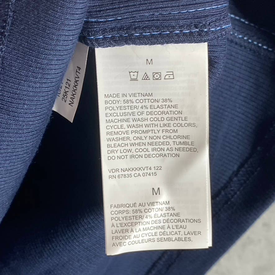 NAUTICA Women's Navy Split Spread Collar Ribbed Short Sleeve Polo Top SZ M