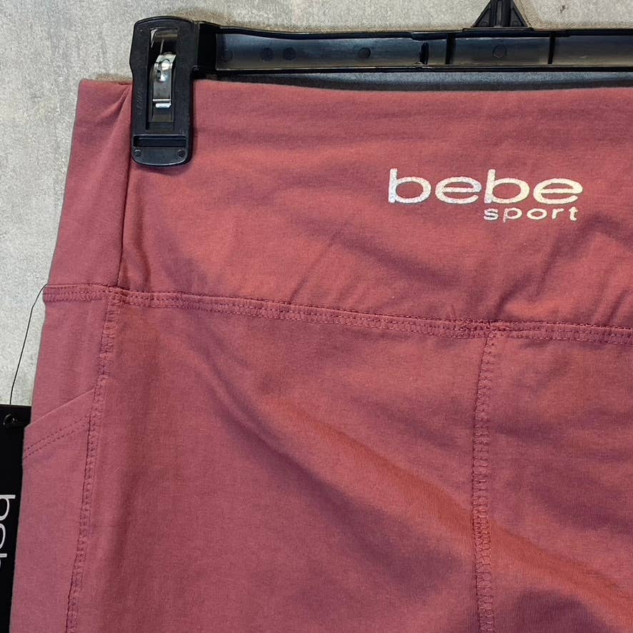 BEBE SPORT Women's Antic Rose Basic Solid Pull-On Capri Leggings SZ L