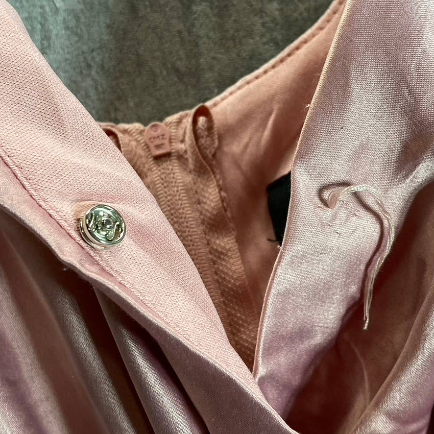 B. DARLIN Juniors' Rose Blush Satin V-Neck Faux-Wrap Tiered Mini Dress SZ 1/2