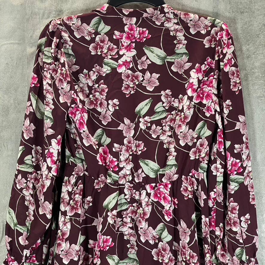 BAR III Women's Murano Blooms Printed Handkerchief Long-Sleeve Shirt Dress SZ XS