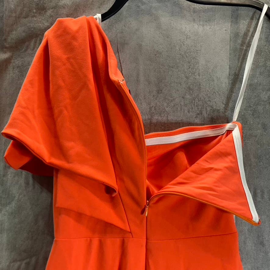 BETSY & ADAM Women's Orange One-Shoulder Bow Knee-Length Sheath Dress SZ 4