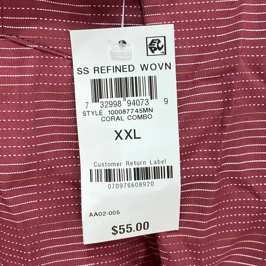 TASSO ELBA Coral Combo Textured Short Sleeve Shirt SZ 2XL