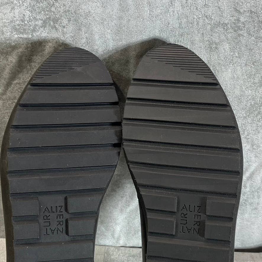 NATURALIZER Women's Black-Creme Zebra Print Chain-Detail Agnes Slip-On Loafers