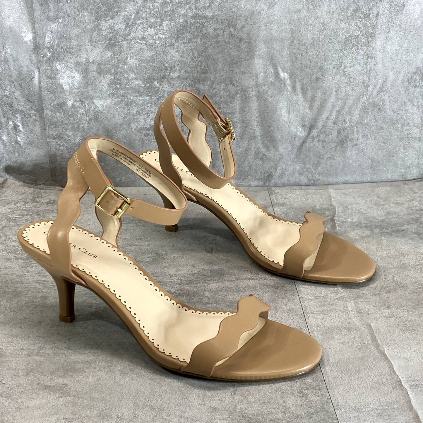 CHARTER CLUB Women's Nude Tinaa Round-Toe Ankle-Strap Dress Sandals SZ 9