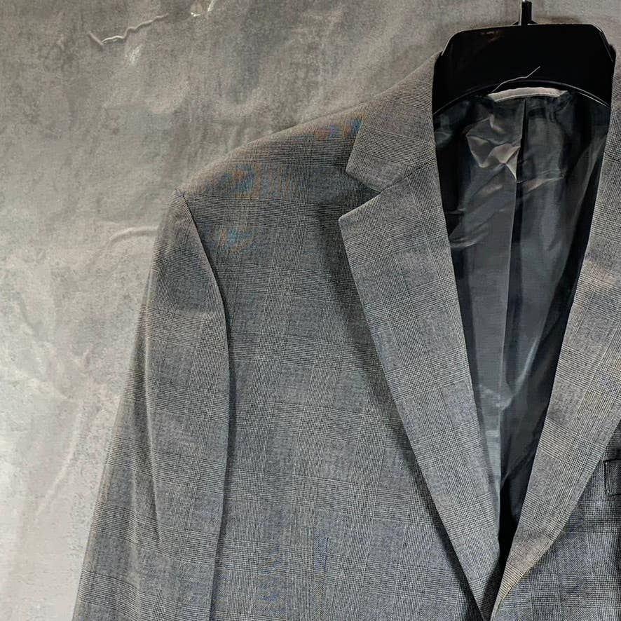 MARC NEW YORK Men's Charcoal/blue Plaid Modern-Fit Two-Button Suit Jacket SZ 38S