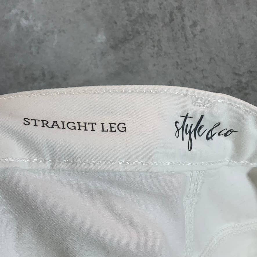 STYLE & CO Women's Bright White High-Rise Curvy-Fit Straight-Leg Denim Jeans