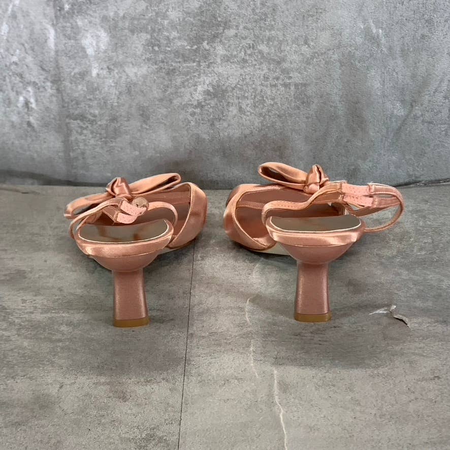 JEFFREY CAMPBELL Women's Natural Satin Take a Bow Square-Toe Slingback Sandals