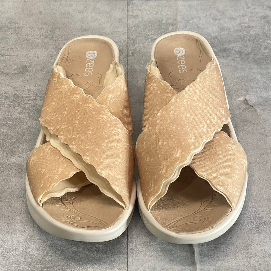 BZEES Women's Almond Sahara Washable Fabric Wedge Slide Sandals SZ 7