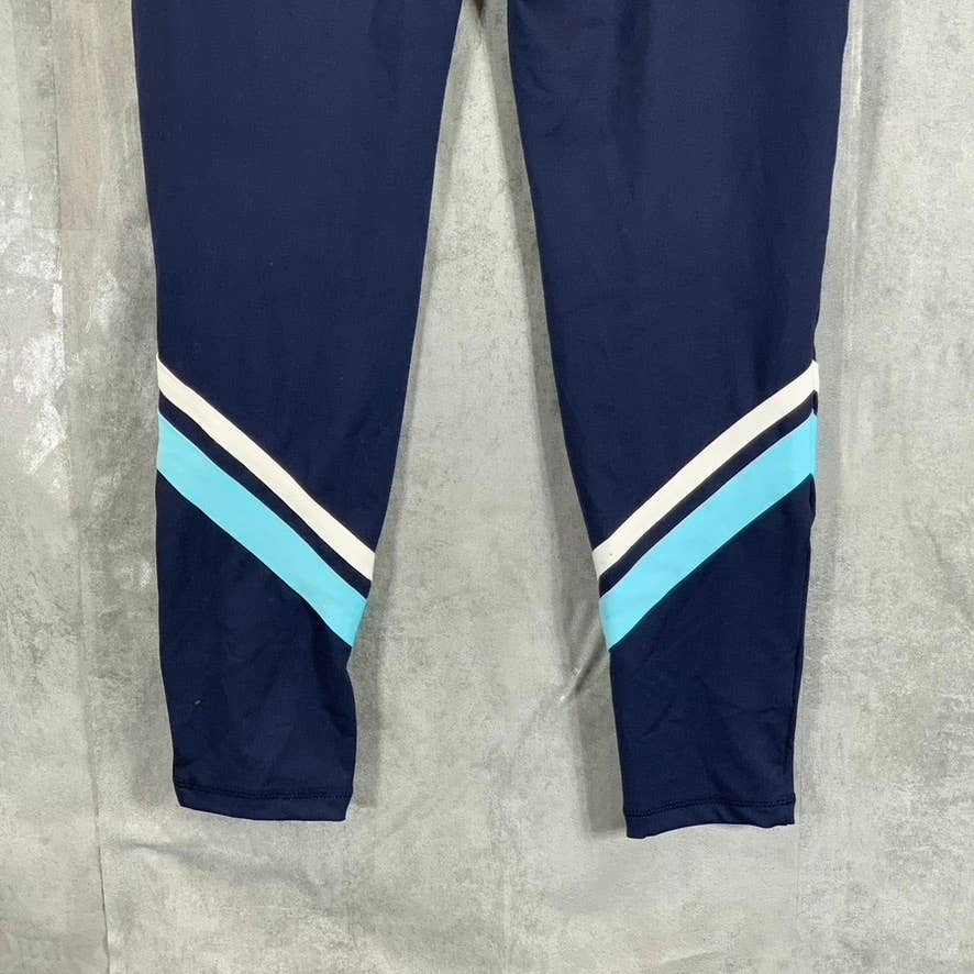 ID IDEOLOGY Women's Indigo Sea Color-Block Stripe Pull-On 7/8 Leggings SZ M