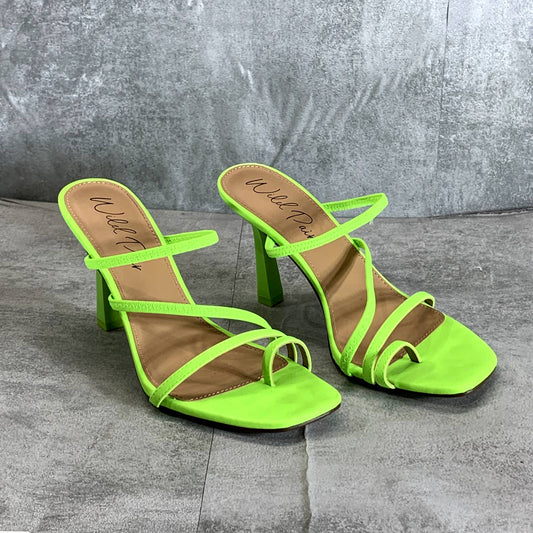 WILD PAIR Women's Citron Smooth Lenore Square-Toe Strappy Slip-On Sandals SZ 7.5