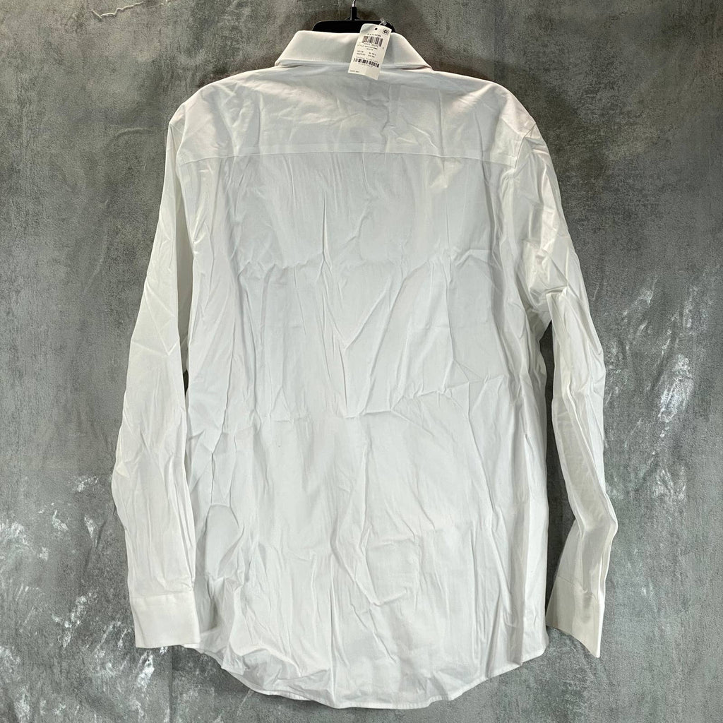 ALFANI Alfatech Men's Sierradale White Slim-Fit Pleated Panel Formal Shirt SZ L