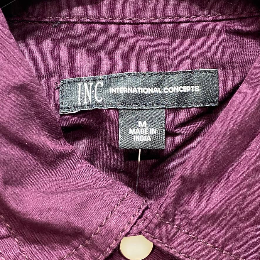 INC INTERNATIONAL CONCEPTS Wine Long Sleeve Harris Utility Shirt SZ M