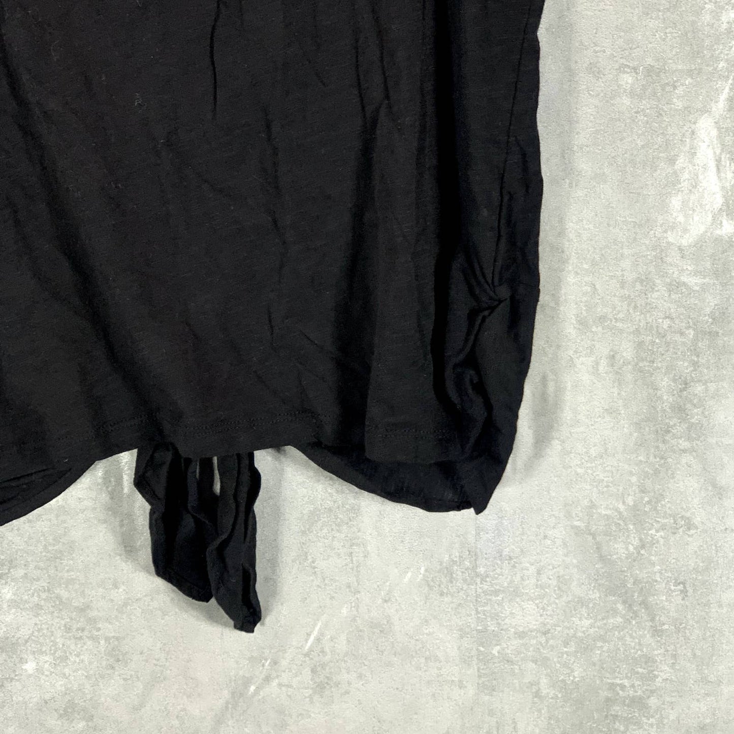 SANCTUARY Women's Solid Black Lou Tie-Hem Scoop-Neck Short Sleeve Top SZ L