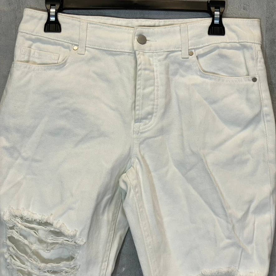 AFRM Women's White Luisa Distressed High-Rise Ankle Crop Skinny Denim Jeans SZ26