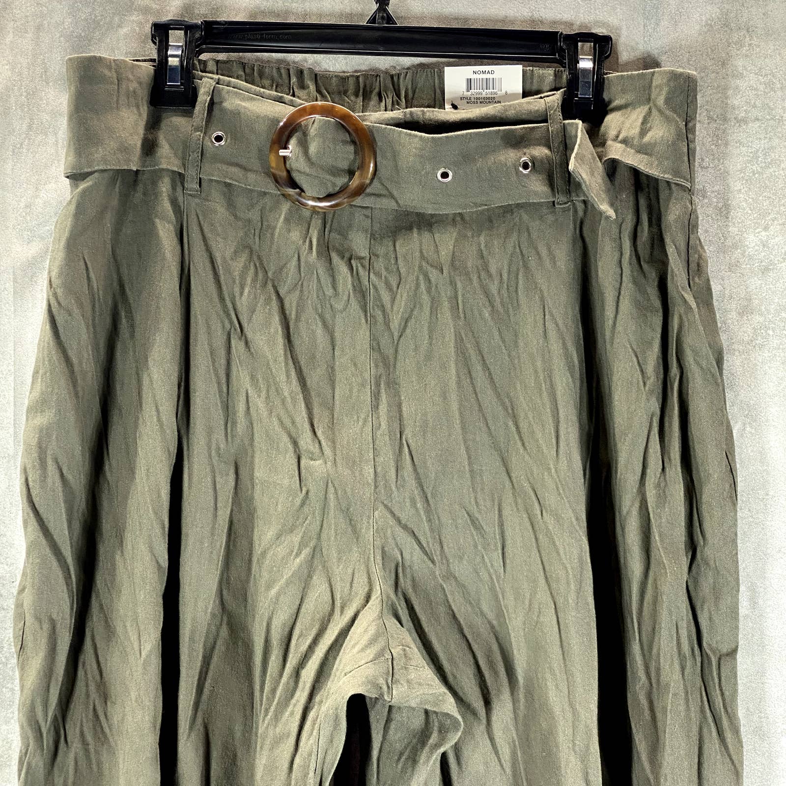 INC INTERNATIONAL Women's Moss Mountain Linen Pleated Buckle Wide-Leg Pants SZXL