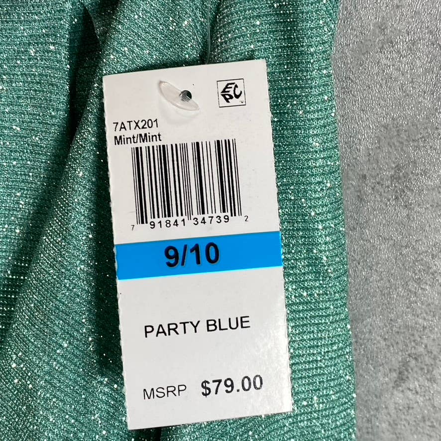 B. DARLIN Juniors' Mint Glitter Knit Sweetheart Neckline Pocketed Dress SZ 9/10