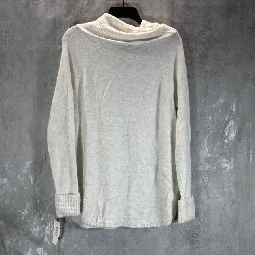 STYLE & CO Women's Petite Fresh Cream Waffle-Knit Cowlneck Sweater SZ P/XL