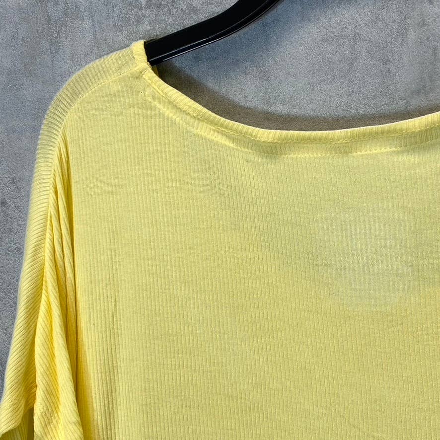 JONES NEW YORK Sport Women's Sunshine Yellow Ribbed Short Sleeve Top SZ L