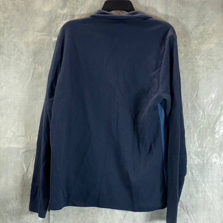 PERRY ELLIS Men's Dark Sapphire Jacquard Colorblocked Quarter-Zip Sweater SZ M
