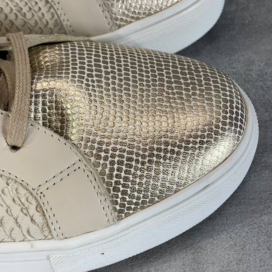 KAANAS Women's Off-White Faro Snake Embossed Metallic Slip-On Shoes SZ 11