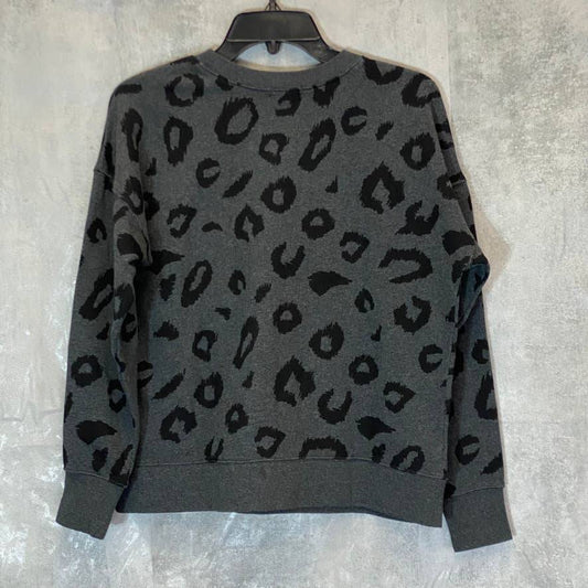 STYLE & CO Women's Charcoal Animal-Print Crewneck Pullover Sweatshirt SZ XS