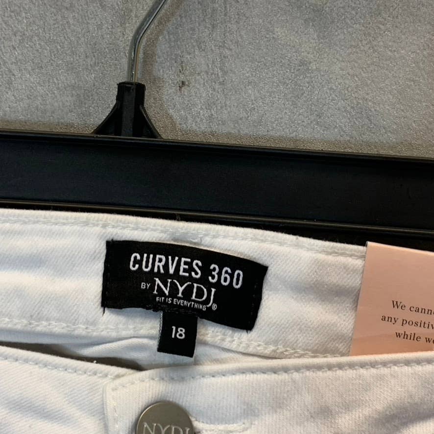 NYDJ Curves 360 Women's Optic White Slim-Straight Side-Slit Ankle Jeans SZ 18