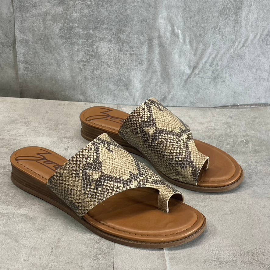 ZODIAC Women's Natural Snake Embossed Giada Toe-Loop Slide Sandals SZ 9