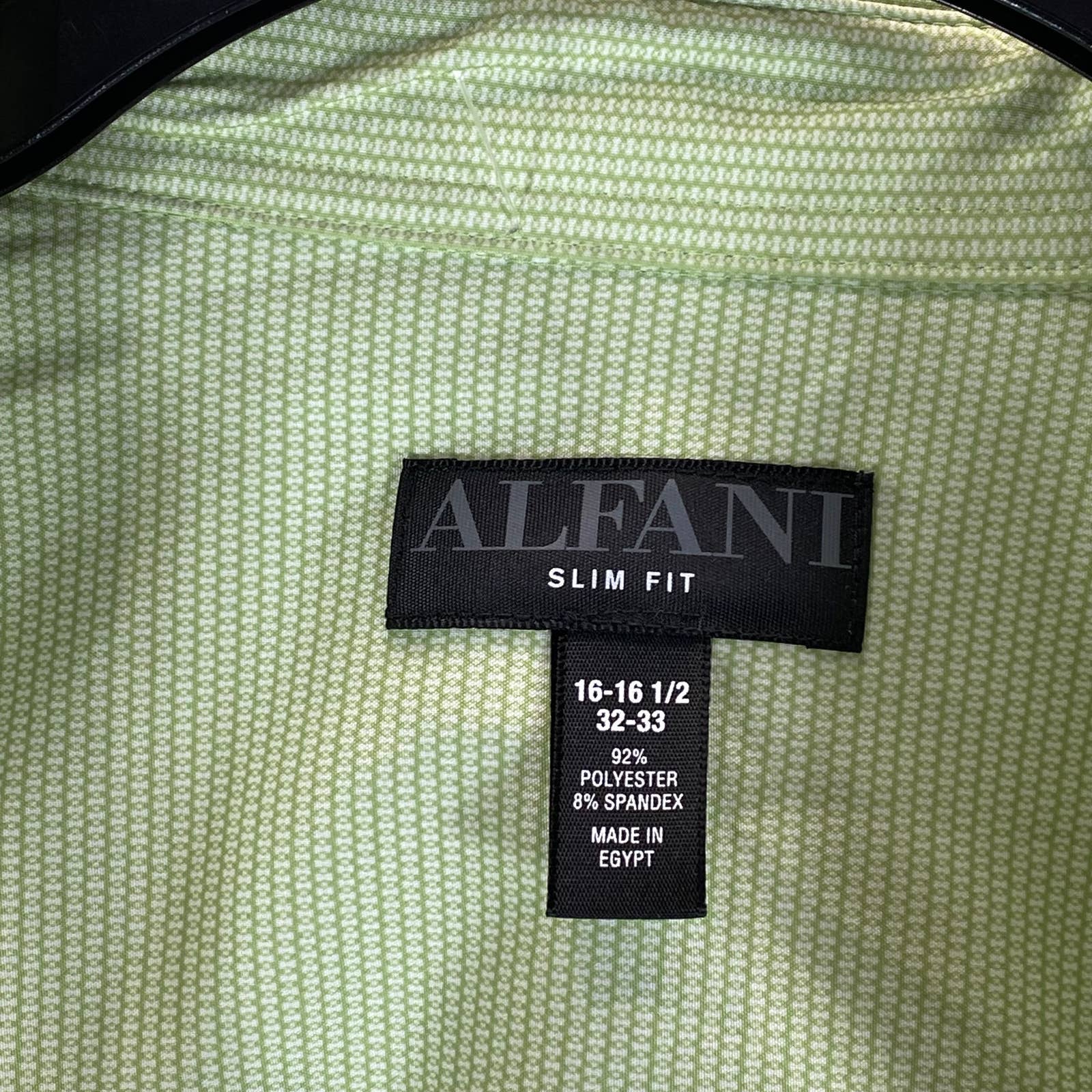 ALFANI Men's Green Mini Geo-Print Slim-Fit Stretch Button-Up Shirt SZ 16-16.5