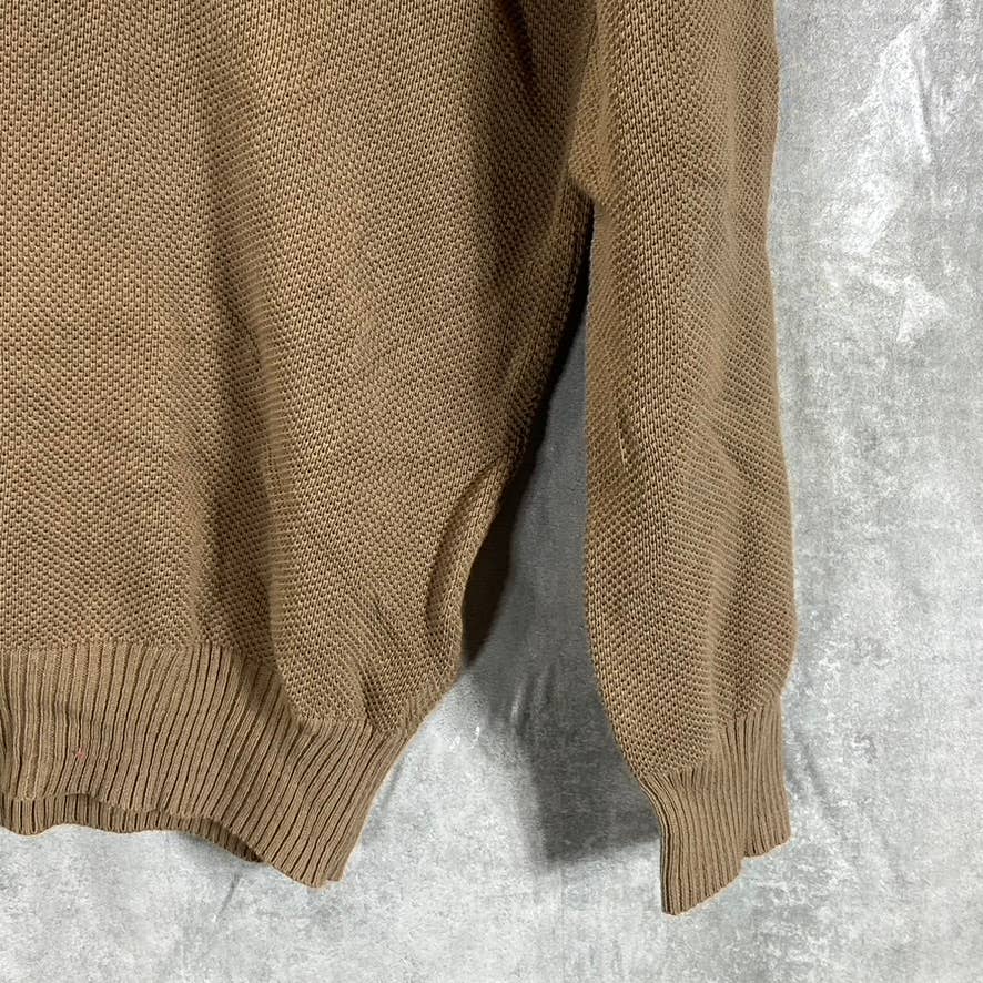 CLUB ROOM Men's Cracked Walnut Quarter-Zip Stand-Collar Textured Sweater SZ S