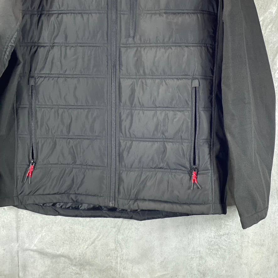 NAUTICA Men's Black Solid Mixed Media Lightweight Water-Resistant Jacket SZ XL