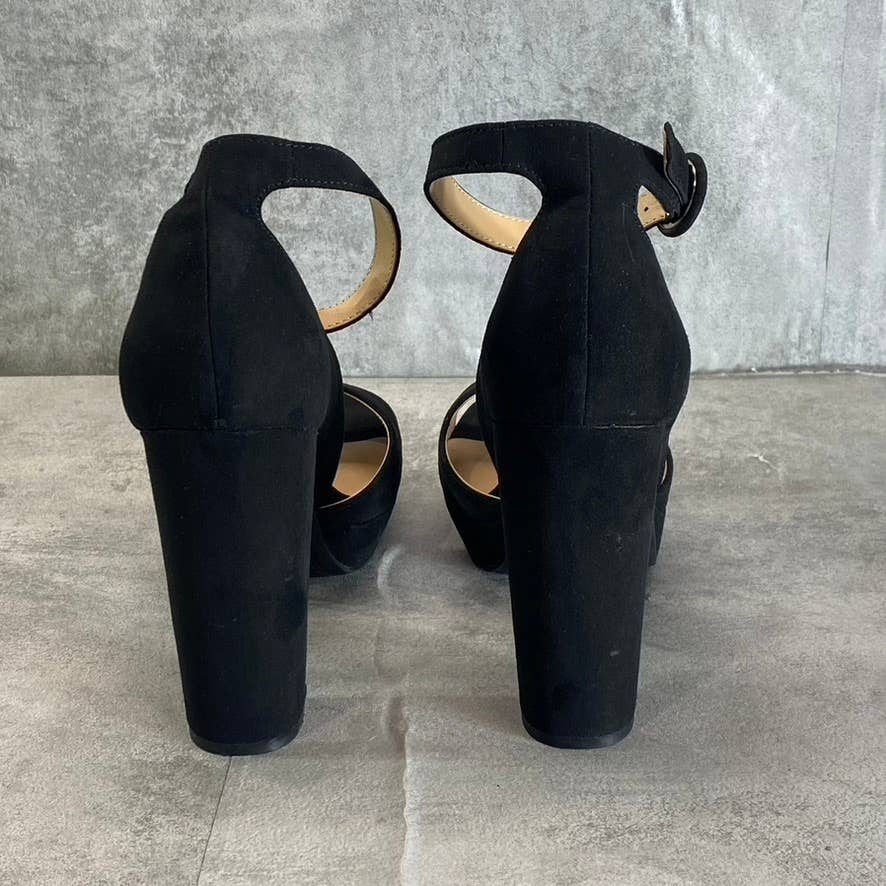 SUN+STONE Women's Black Micro Reeta Block-Heel Platform Heels SZ 7
